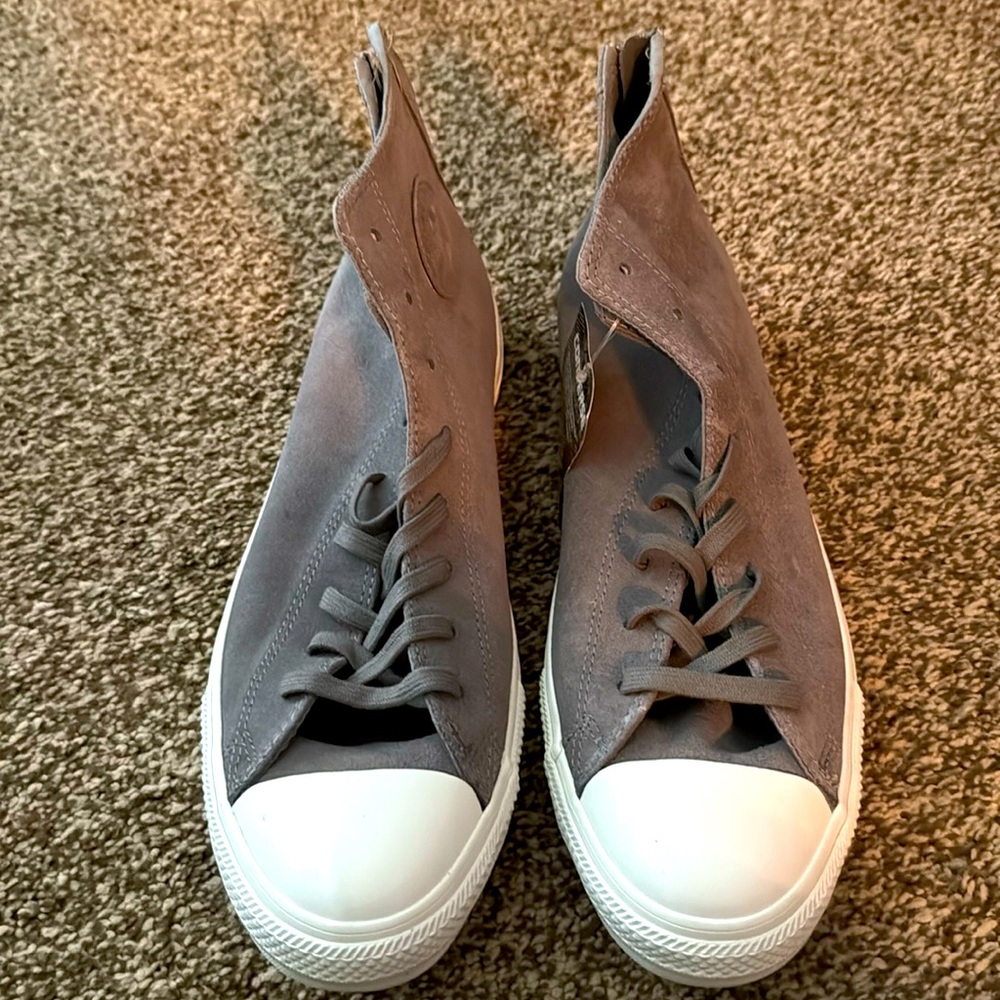 Converse unisex high top shoes m-12 w-14 grey suede new
